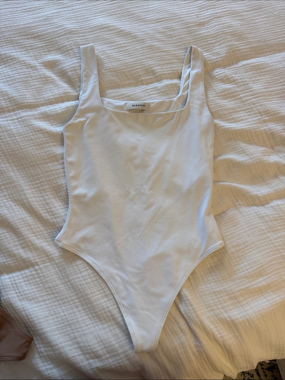 Babaton White Scoop Neck Bodysuit